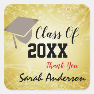 Graduatie Cap, klasse 20XX Dank je wel, Beigie Vierkante Sticker