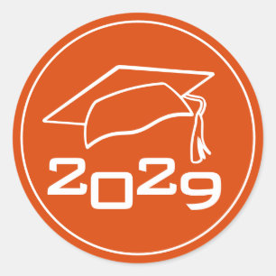 Graduatie Cap klasse Jaar Oranje Ronde Sticker