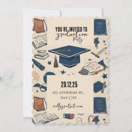 Graduatie cap patroon Party uitnodiging