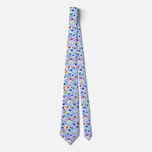 Graduatie Cap Toss Blue Pattern Stropdas (Voorkant)