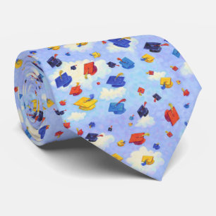 Graduatie Cap Toss Blue Pattern Stropdas