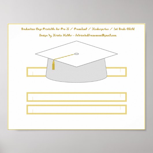 Graduatie Cap Wit Papier Pet Printable Poster (Voorkant)