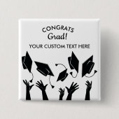Graduatie Caps Toss Congrats Afstudeerder Custom Vierkante Button 5,1 Cm (Voorkant)