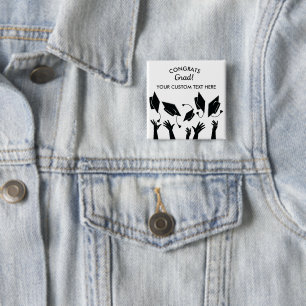 Graduatie Caps Toss Congrats Afstudeerder Custom Vierkante Button 5,1 Cm