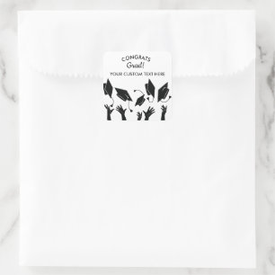 Graduatie Caps Toss Congrats Afstudeerder Custom Vierkante Sticker