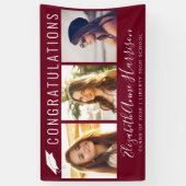 Graduatie Congratulations Photo Burgundy Welcome Spandoek (Verticaal)