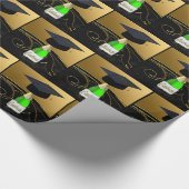 Graduatie dop op champagnefles vieren cadeaupapier (Hoek)