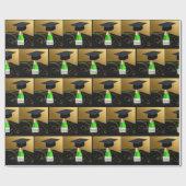 Graduatie dop op champagnefles vieren cadeaupapier (Vlak)