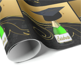 Graduatie dop op champagnefles vieren cadeaupapier