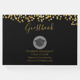 Graduatie-lampklasse van 20xx Faux Gold Glitter Gastenboek