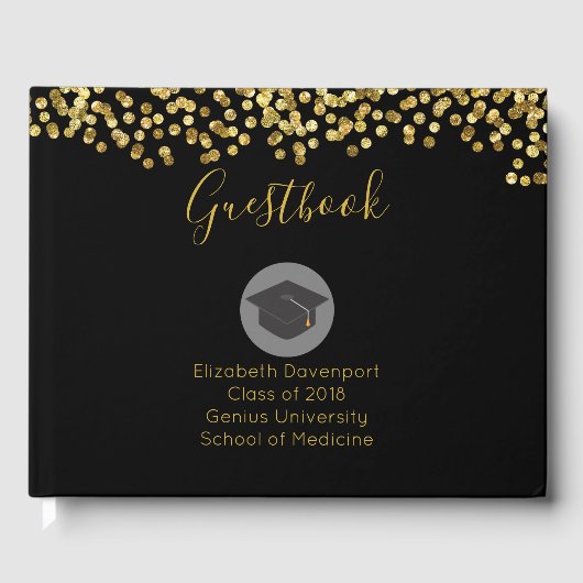 Graduatie-lampklasse van 20xx Faux Gold Glitter Gastenboek (Voorkant)