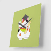 Graduatie Maneki Neko Vierkante Klok (Hoek)