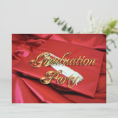 Graduatie partij uitnodiging rood en goud (Staand voorkant)