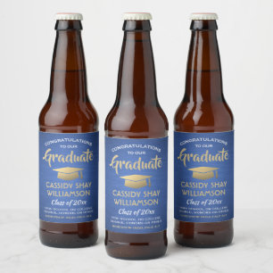 Graduatie partijgeeften geborsteld Blauw Goud Wit Bier Etiket