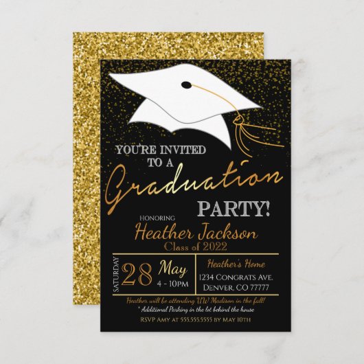 Graduatie Party Invitation Kaart (Voorkant / Achterkant)