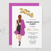 Graduatie Party Invitation Kaart (Voorkant / Achterkant)