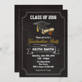 Graduatie Party Invitation Kaart (Voorkant / Achterkant)