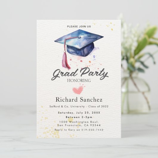 Graduatie Party Invitation Kaart (Staand voorkant)