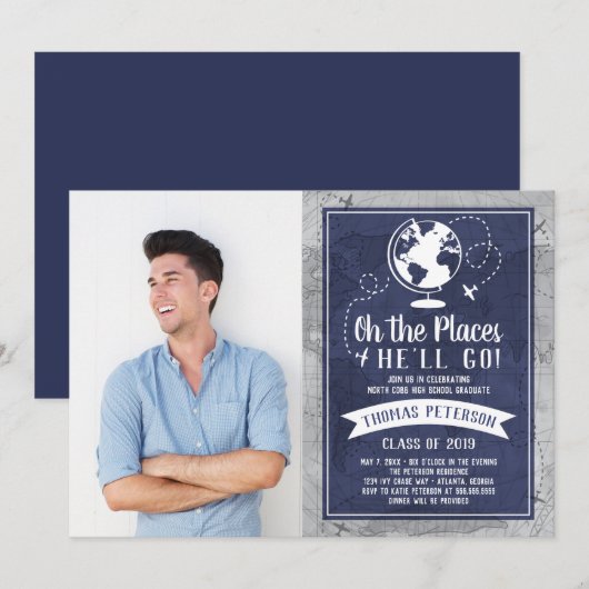 Graduatie Party Invitation Kaart (Voorkant / Achterkant)