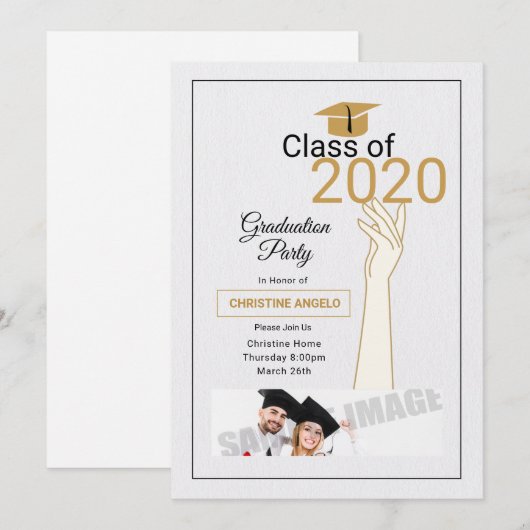 Graduatie Party Invitation Kaart (Voorkant / Achterkant)