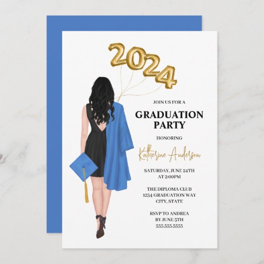 Graduatie Party Invitation Kaart (Voorkant / Achterkant)