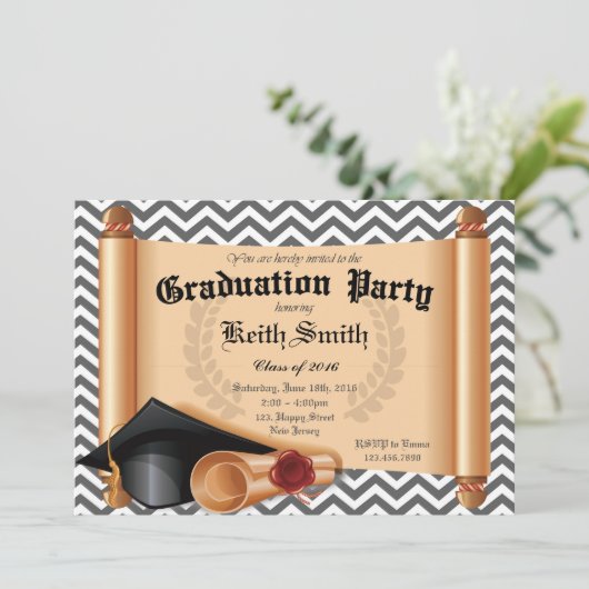 Graduatie Party Invitation Kaart (Staand voorkant)