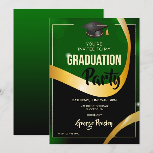 Graduatie Party Invitation Kaart (Voorkant / Achterkant)
