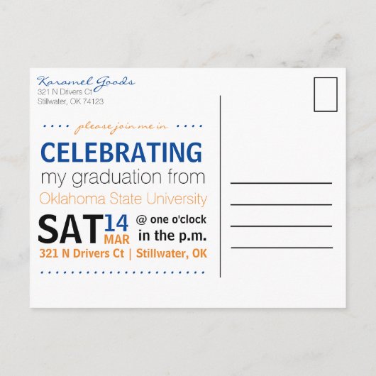 Graduatie Party Invitation Uitnodiging Briefkaart (Achterkant)