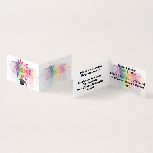 Graduatie Party Invitation Visitekaartje (Binnen en buitenkant)