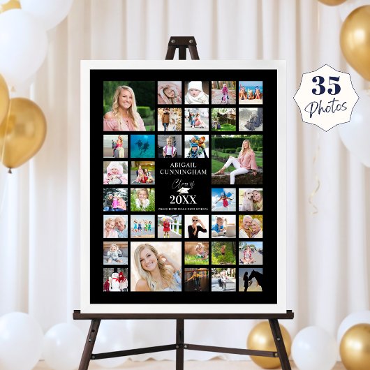 Graduatie Photo Collage CLASS OF Black Party Poster