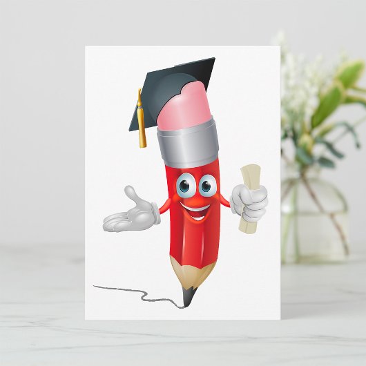Graduatie Potlood Karakter met Diploma Kaart