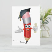 Graduatie Potlood Karakter met Diploma Kaart (Staand voorkant)