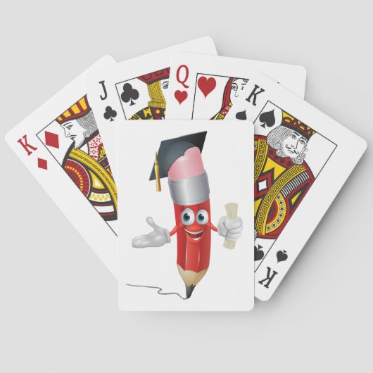 Graduatie Potlood Personage met Diploma Pokerkaarten (Achterkant)