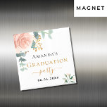 Graduatie roos goudbloem met uitzondering van de d magneet<br><div class="desc">Een witte achtergrond. Gedecorbeerd met een roos goudkleurige,  wazige roze bloem (roos) en groene waterkleurde eucalyptusbladeren,  sprigs,  groen en een nepgoudbolletje. Personaliseer en voeg de naam van afstuderen en een datum toe. Zwarte en gouden letters. Perfect als een keepslag,  partijvoordeel of als sparen de datumherinnering voor de gasten.</div>