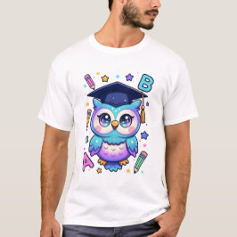 Graduatie-uil in kosmische glitters t-shirt
