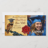 GRADUATIE UIL PARCHMENT EN RODE WAX ZEGEL MONOGRAM AANKONDIGING (Voorkant)