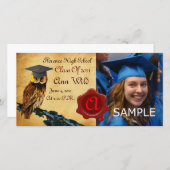 GRADUATIE UIL PARCHMENT EN RODE WAX ZEGEL MONOGRAM AANKONDIGING (Voorkant / Achterkant)
