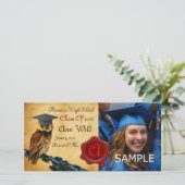 GRADUATIE UIL PARCHMENT EN RODE WAX ZEGEL MONOGRAM AANKONDIGING (Staand voorkant)