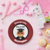 Graduatie van Cartoon van kool Cat Papieren Bordje (Feest)