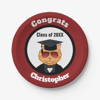 Graduatie van Cartoon van kool Cat Papieren Bordje