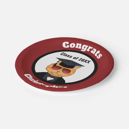 Graduatie van Cartoon van kool Cat Papieren Bordje (Gekanteld)