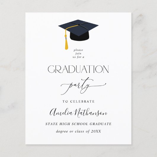 Graduatie van de begrotingspartij Afstuderen Pet Flyer (Voorkant)