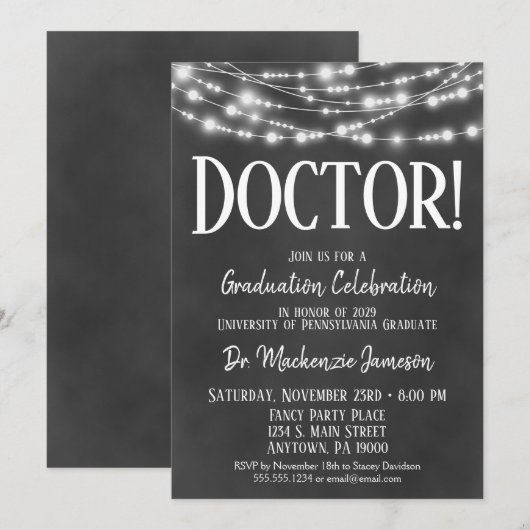 Graduatie van de behandelingspartner Chalkboard Do Kaart (Voorkant / Achterkant)