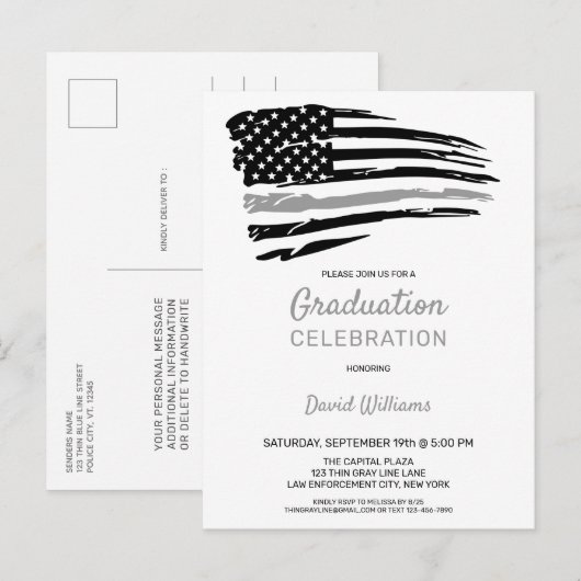 Graduatie van de correctieofficier bij de Amerikaa Aankondigingskaart (Voorkant / Achterkant)