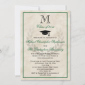 Graduatie van de Groene Monogram Wreath Classic Co Kaart (Voorkant)
