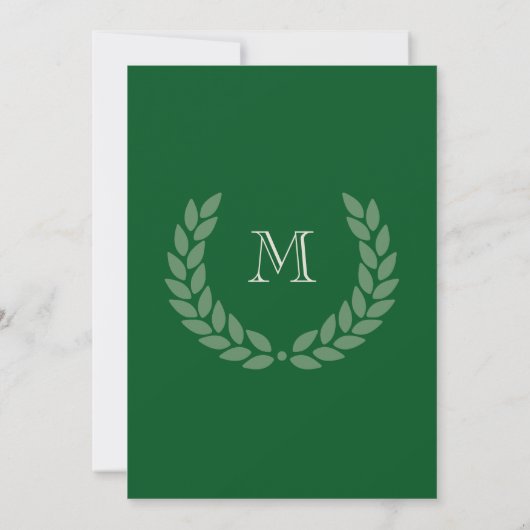 Graduatie van de Groene Monogram Wreath Classic Co Kaart (Achterkant)