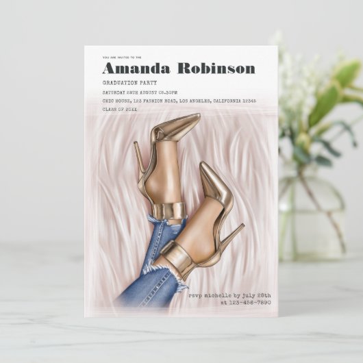 Graduatie van Glam Chic Mode Show Kaart (Staand voorkant)