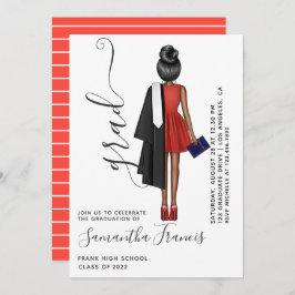 Graduatie van rode en witte meisjes kaart