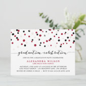 Graduatie van roodzwart-zwarte moderne Confetti-St Kaart (Staand voorkant)