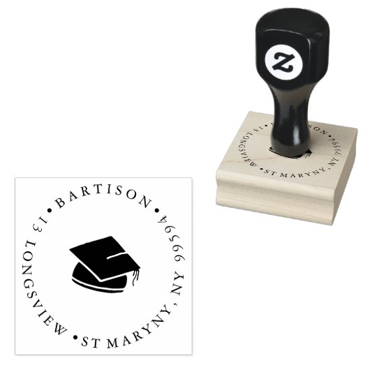 graduatiecap ROND RETOURADRES Rubberstempel (Gestempeld)